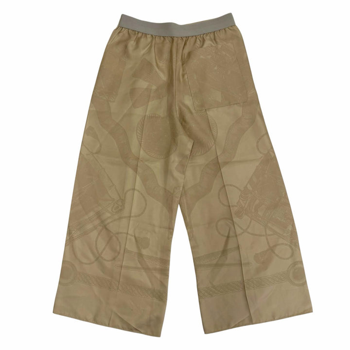 Excellent HERMES Wide pants beige silk Women 36 3H0440D3