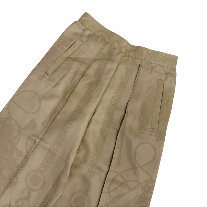 Excellent HERMES Wide pants beige silk Women 36 3H0440D3