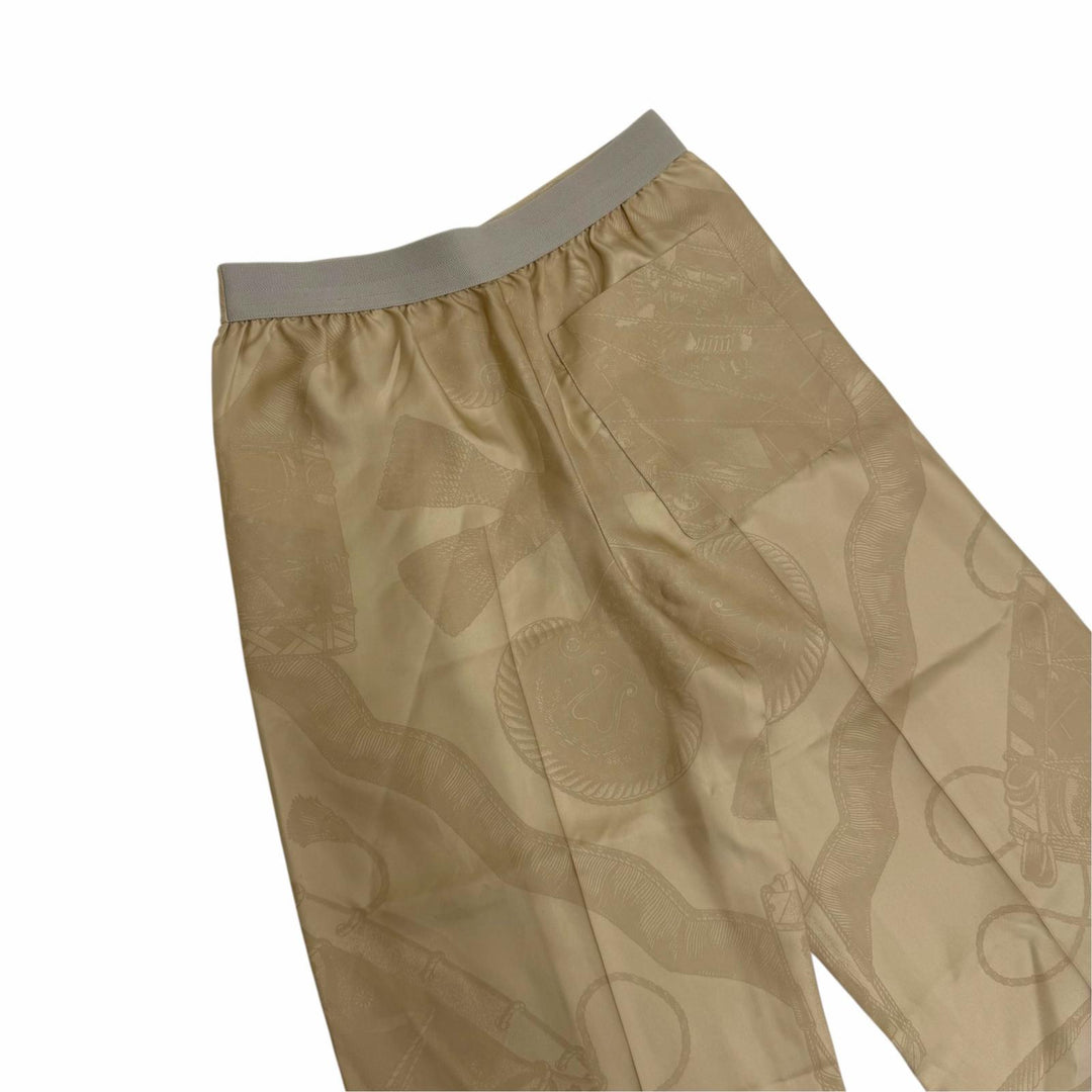 Excellent HERMES Wide pants beige silk Women 36 3H0440D3