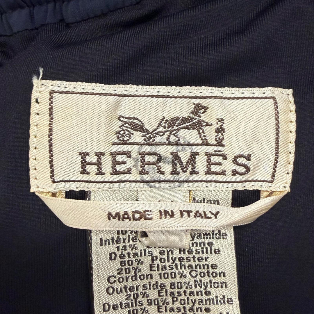 Excellent HERMES Shorts H Logo Zip Swim Shorts Navy Nylon mens IT 44