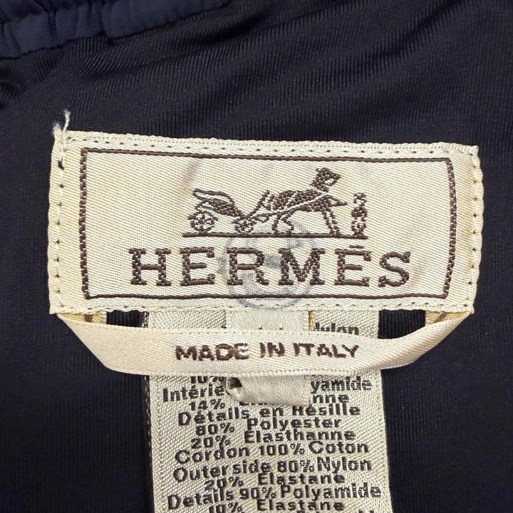 Excellent HERMES Shorts H Logo Zip Swim Shorts Navy Nylon mens IT 44