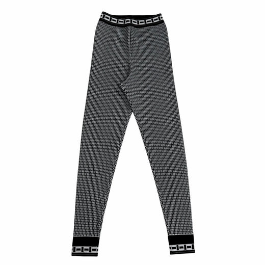 Pristine HERMES Pants Knitted leggings black Virgin wool Women 36 2H2405DD