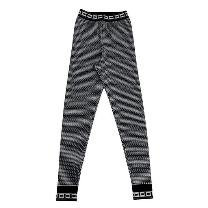 Pristine HERMES Pants Knitted leggings black Virgin wool Women 36 2H2405DD