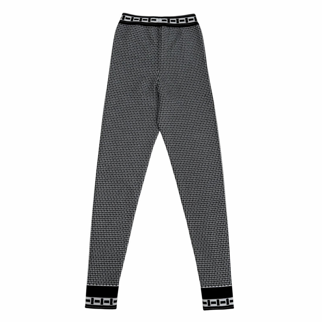 Pristine HERMES Pants Knitted leggings black Virgin wool Women 36 2H2405DD
