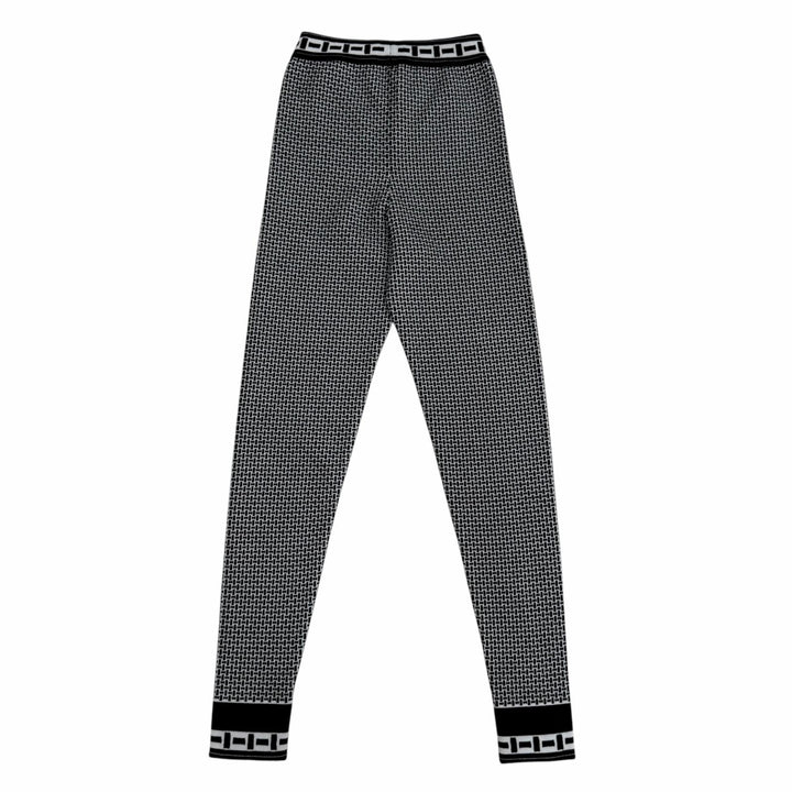 Pristine HERMES Pants Knitted leggings black Virgin wool Women 36 2H2405DD