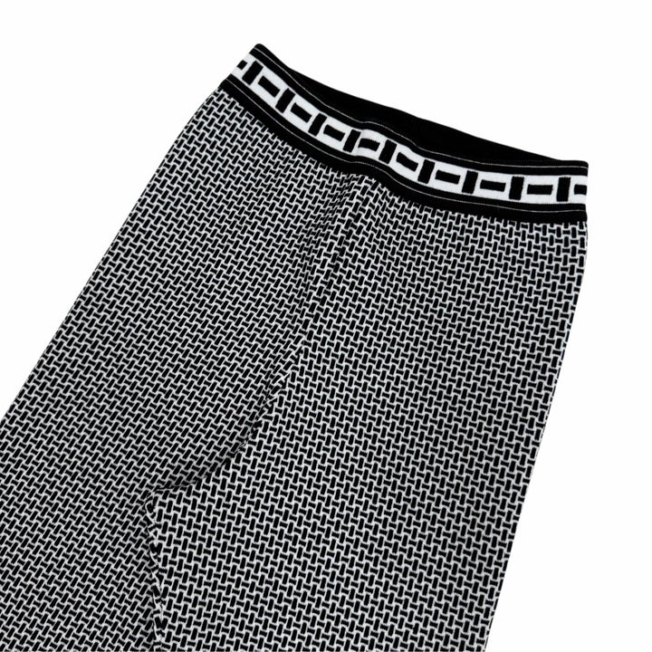 Pristine HERMES Pants Knitted leggings black Virgin wool Women 36 2H2405DD