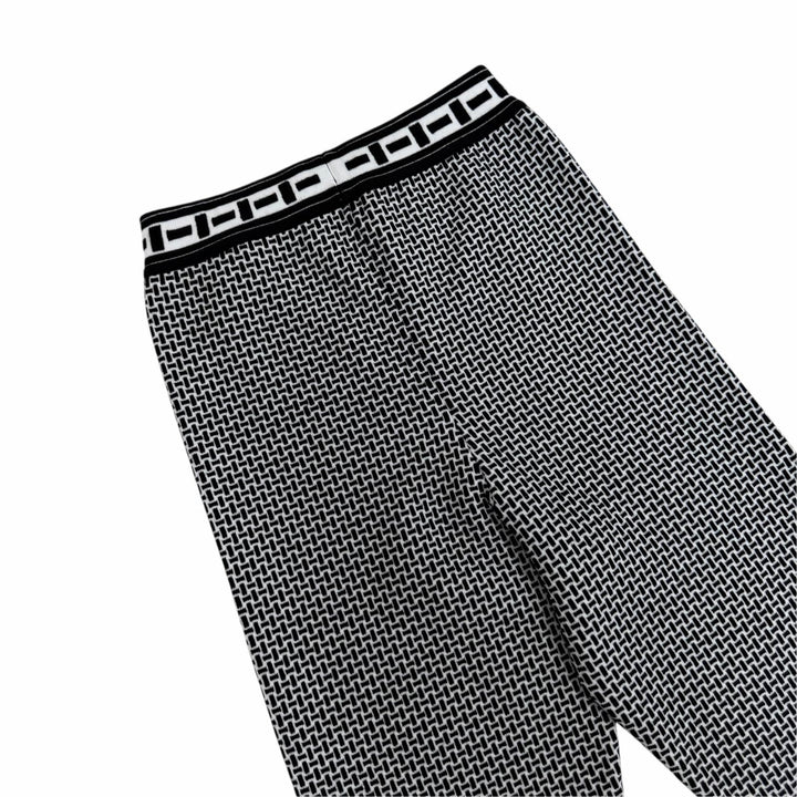 Pristine HERMES Pants Knitted leggings black Virgin wool Women 36 2H2405DD