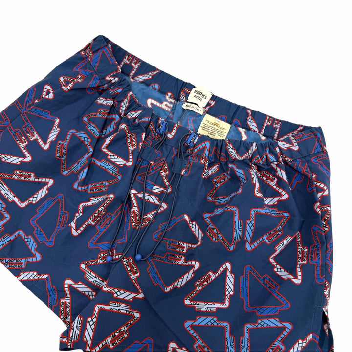 Excellent HERMES Shorts elastic waistband with drawstring. Navy 40