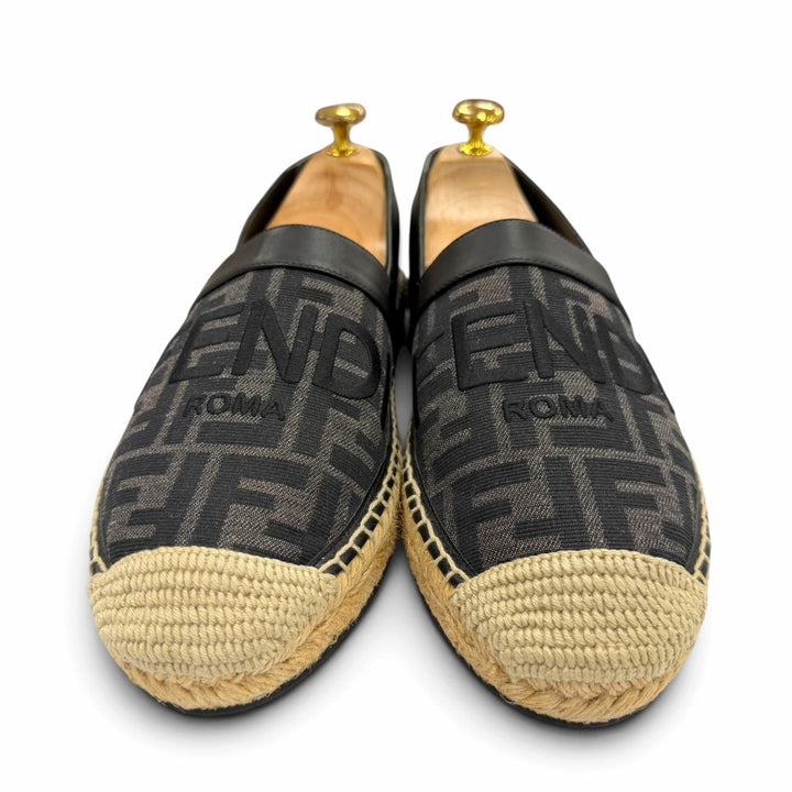 Excellent FENDI Slip-on FF logo espadrilles black canvas mens 6 7P1409