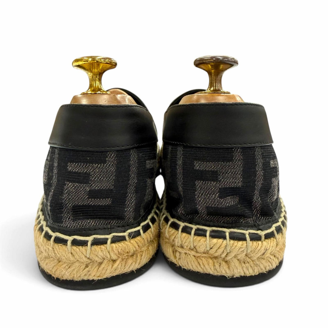 Excellent FENDI Slip-on FF logo espadrilles black canvas mens 6 7P1409