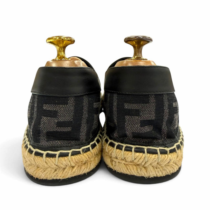 Excellent FENDI Slip-on FF logo espadrilles black canvas mens 6 7P1409