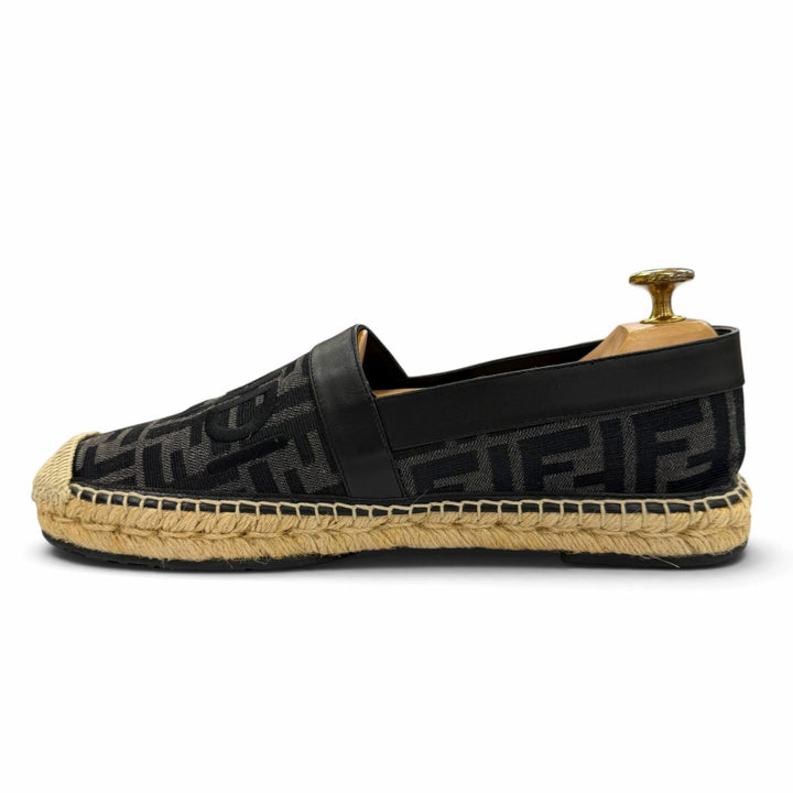 Excellent FENDI Slip-on FF logo espadrilles black canvas mens 6 7P1409