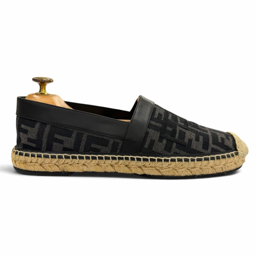 Excellent FENDI Slip-on FF logo espadrilles black canvas mens 6 7P1409