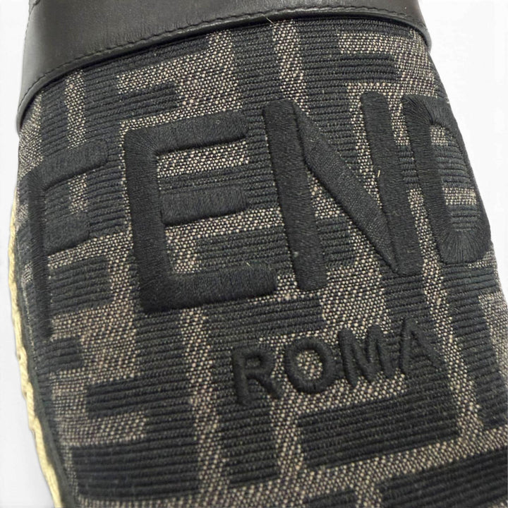 Excellent FENDI Slip-on FF logo espadrilles black canvas mens 6 7P1409