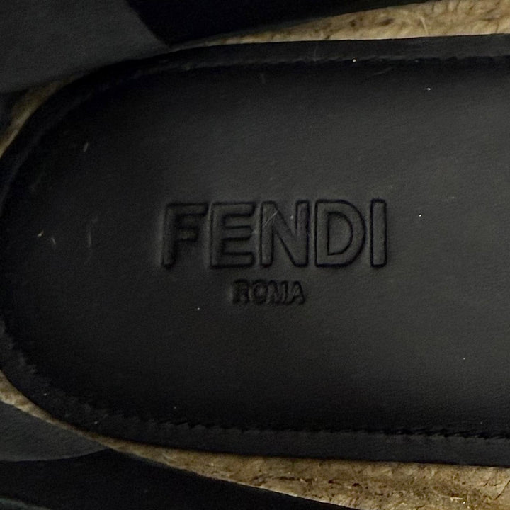 Excellent FENDI Slip-on FF logo espadrilles black canvas mens 6 7P1409