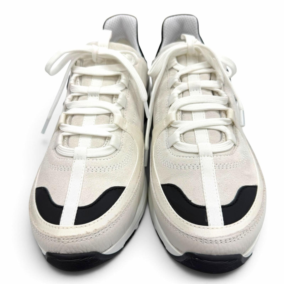 Pristine CHANEL sneakers COCO Mark white Suede leather mens 43 G47011