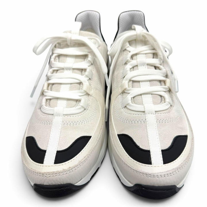 Pristine CHANEL sneakers COCO Mark white Suede leather mens 43 G47011