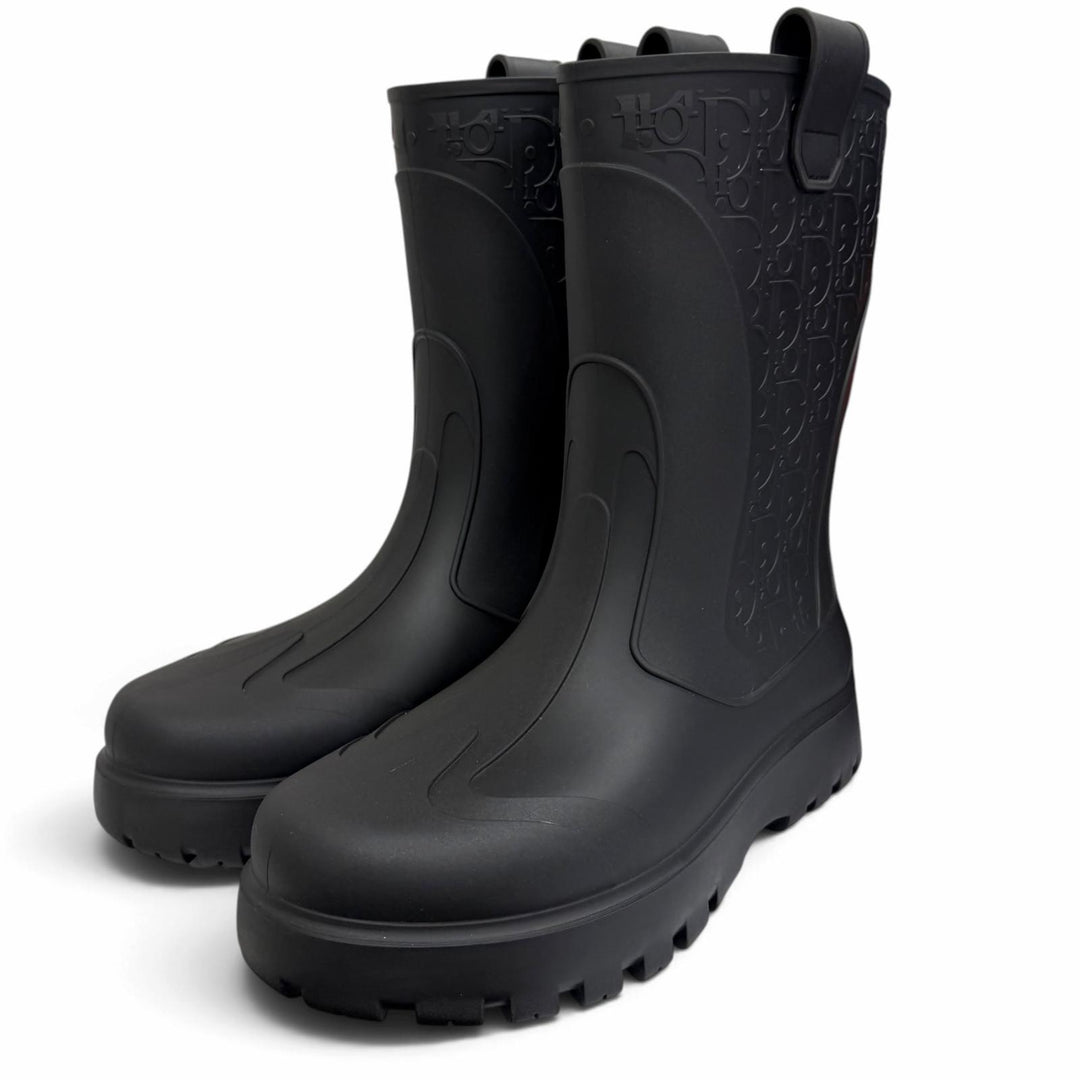 Pristine DIOR boots DIOR GARDEN Oblique Rain black rubber mens 41