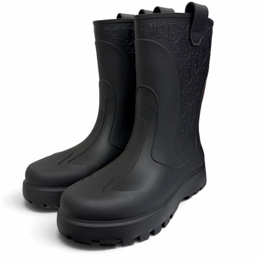 Pristine DIOR boots DIOR GARDEN Oblique Rain black rubber mens 41