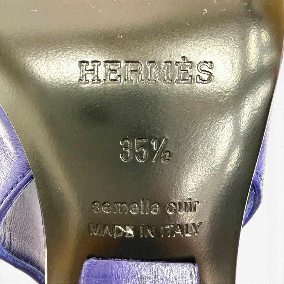 Great HERMES pumps Antim 55 Backstrap Leather purple Women 35.5 241136Z