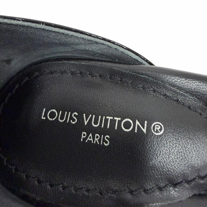 Great LOUIS VUITTON Sandals Stellar line LV logo black Patent leather Women 35.5