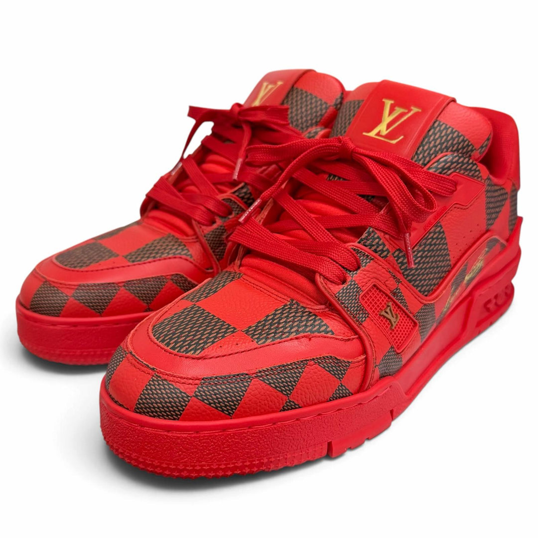 Pristine LOUIS VUITTON Low cut sneakers LV trainer line Damier Red