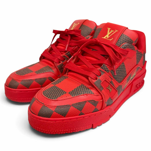 Pristine LOUIS VUITTON Low cut sneakers LV trainer line Damier Red