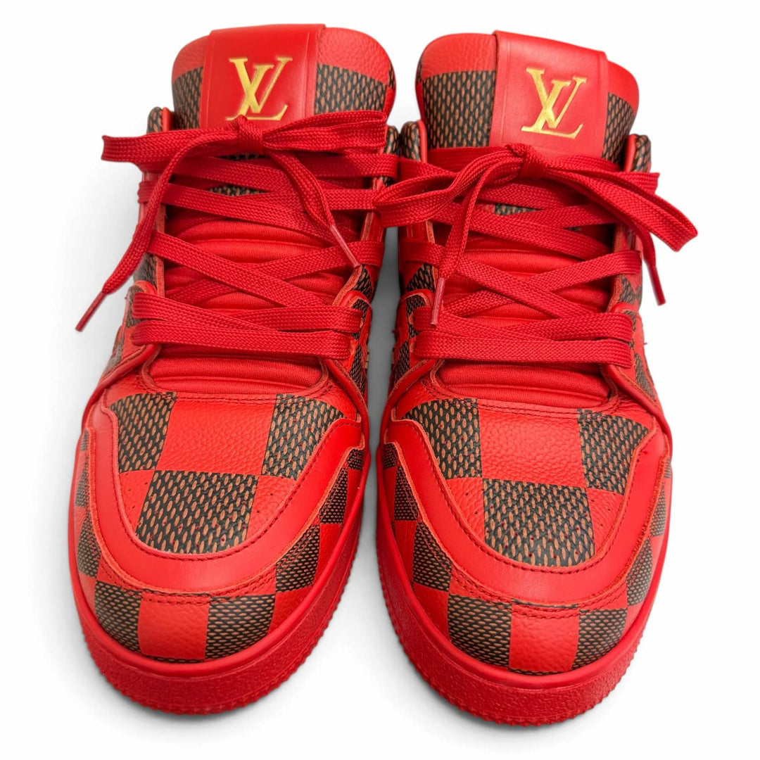 Pristine LOUIS VUITTON Low cut sneakers LV trainer line Damier Red