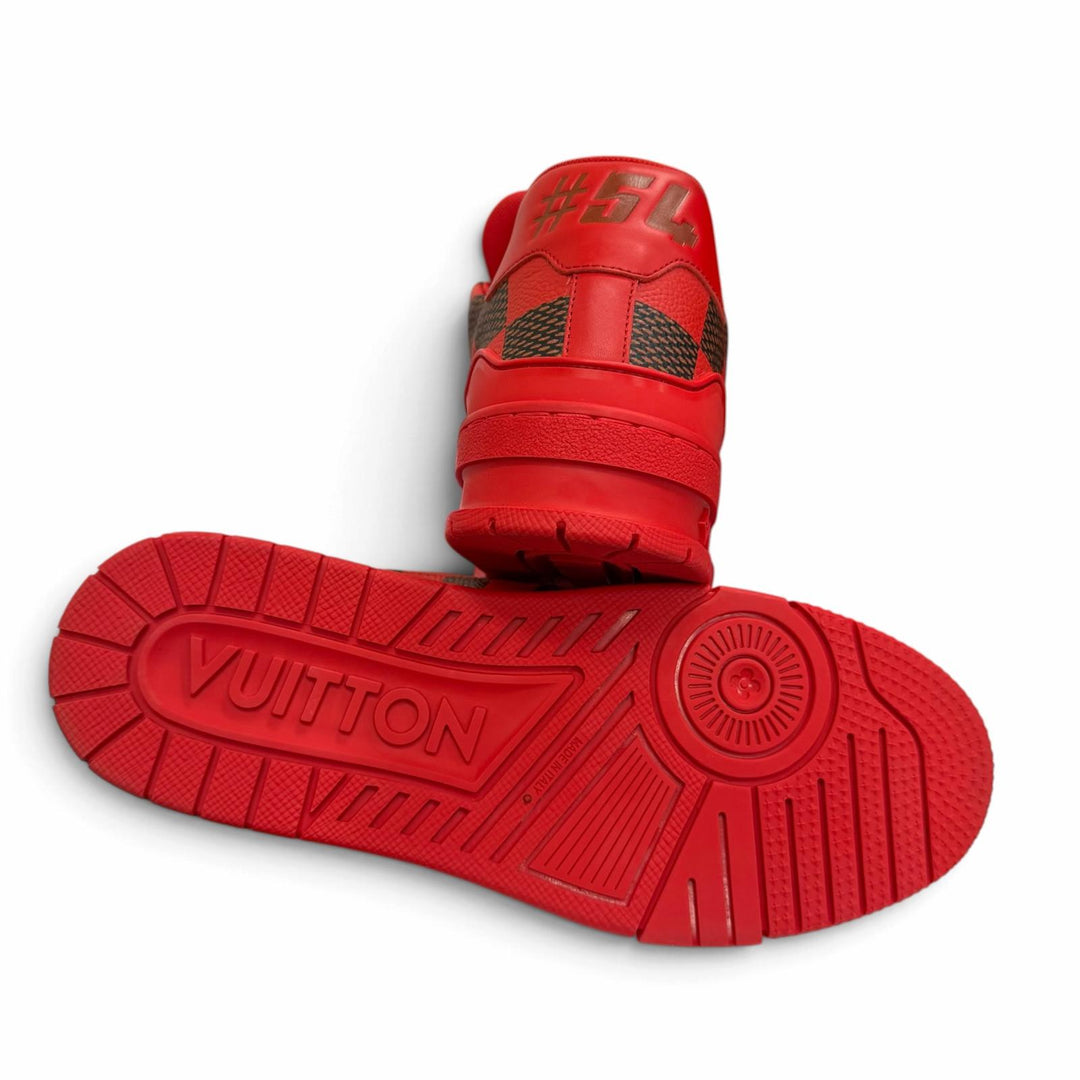 Pristine LOUIS VUITTON Low cut sneakers LV trainer line Damier Red