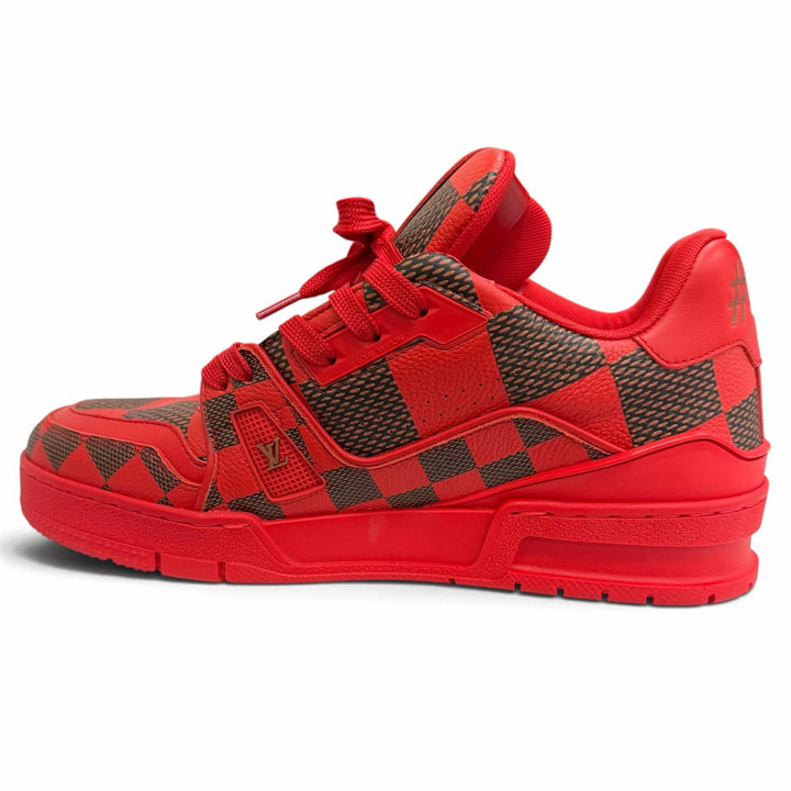 Pristine LOUIS VUITTON Low cut sneakers LV trainer line Damier Red
