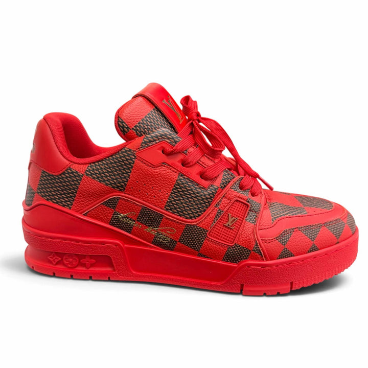 Pristine LOUIS VUITTON Low cut sneakers LV trainer line Damier Red