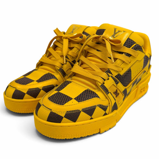 Pristine LOUIS VUITTON sneakers LV Trainer LV logo lace-up leather yellow 3