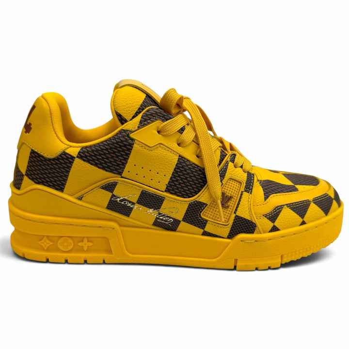 Pristine LOUIS VUITTON sneakers LV Trainer LV logo lace-up leather yellow 3