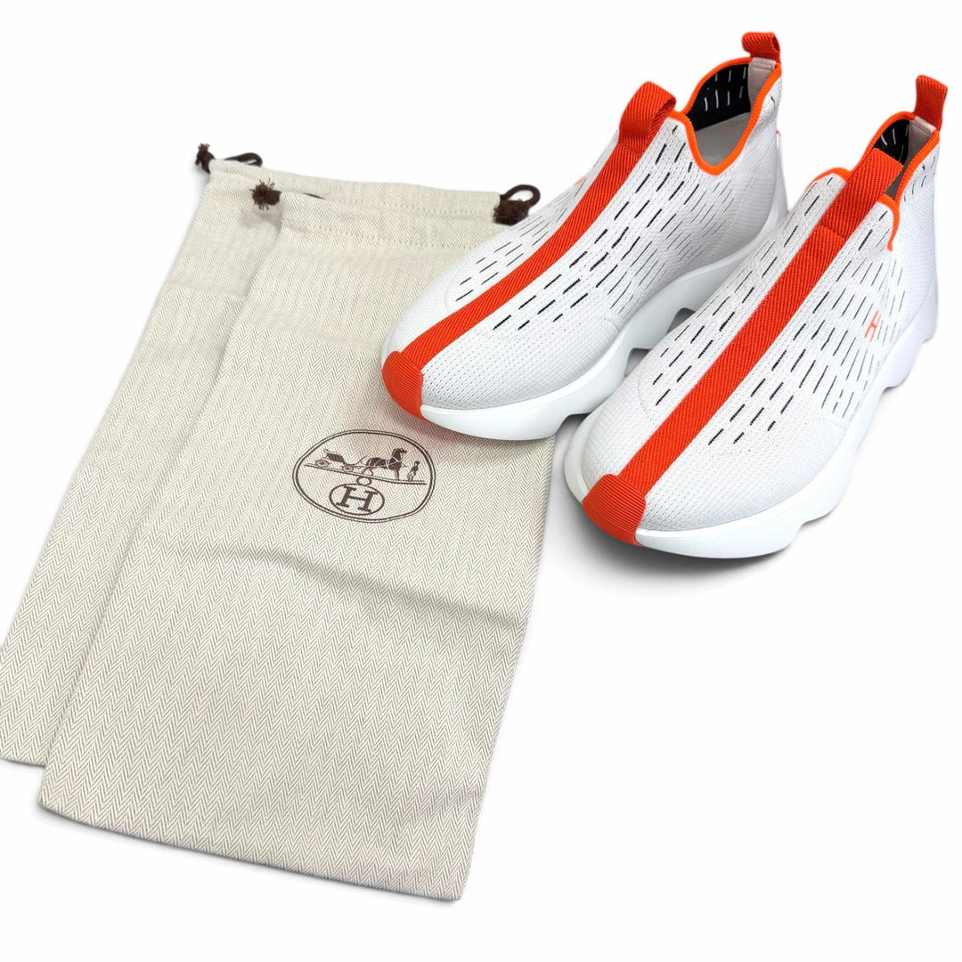 Excellent HERMES Low cut sneakers Eclair Slip-on knit shoes white