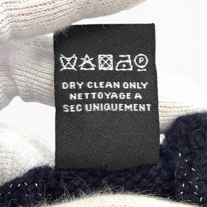 Excellent CHANEL gloves COCO Mark Glitter Fingerless Gloves navy cashmere G18