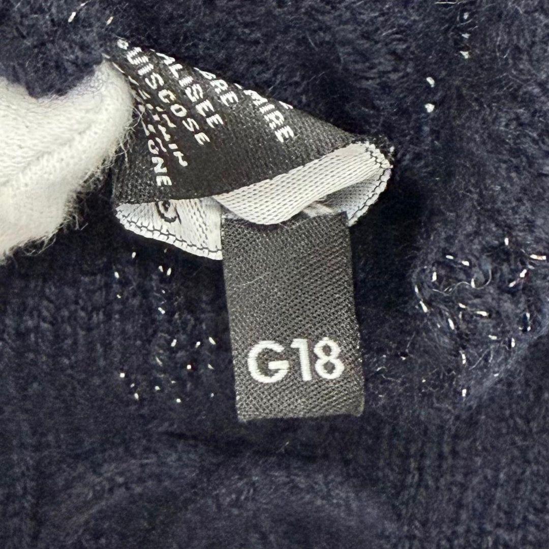 Excellent CHANEL gloves COCO Mark Glitter Fingerless Gloves navy cashmere G18