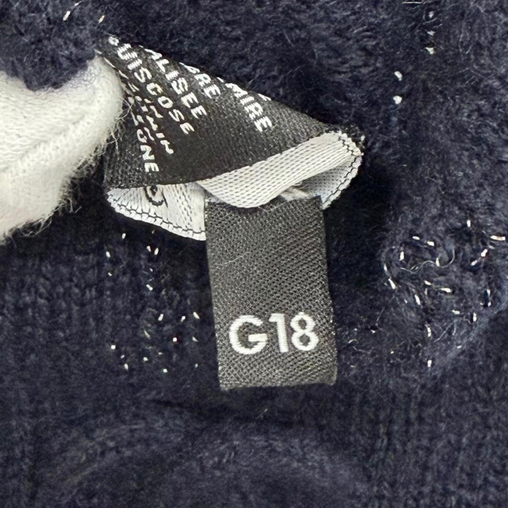 Excellent CHANEL gloves COCO Mark Glitter Fingerless Gloves navy cashmere G18