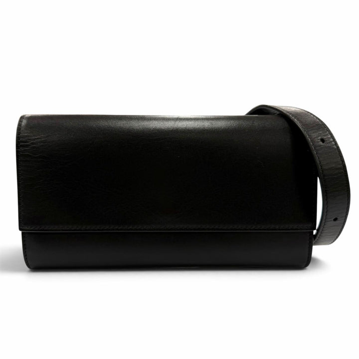 Excellent THE ROW Shoulder Bag BELT FLAP BAG Logo engraving black W1747 L42