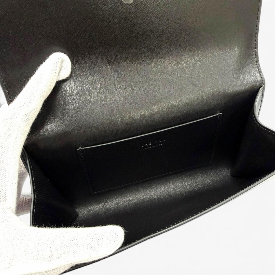 Excellent THE ROW Shoulder Bag BELT FLAP BAG Logo engraving black W1747 L42
