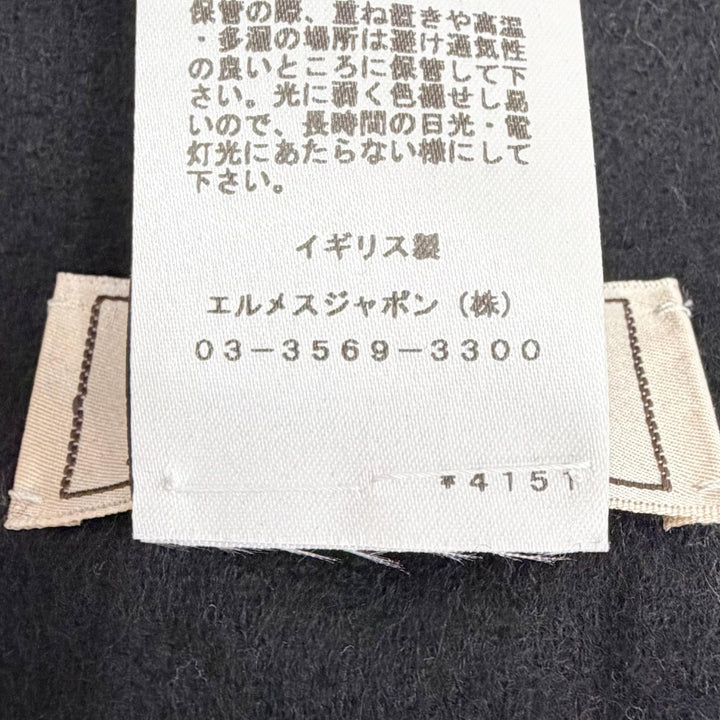 Excellent HERMES Scarf Logo embroidery, horsebit motif leather patch, cashmere
