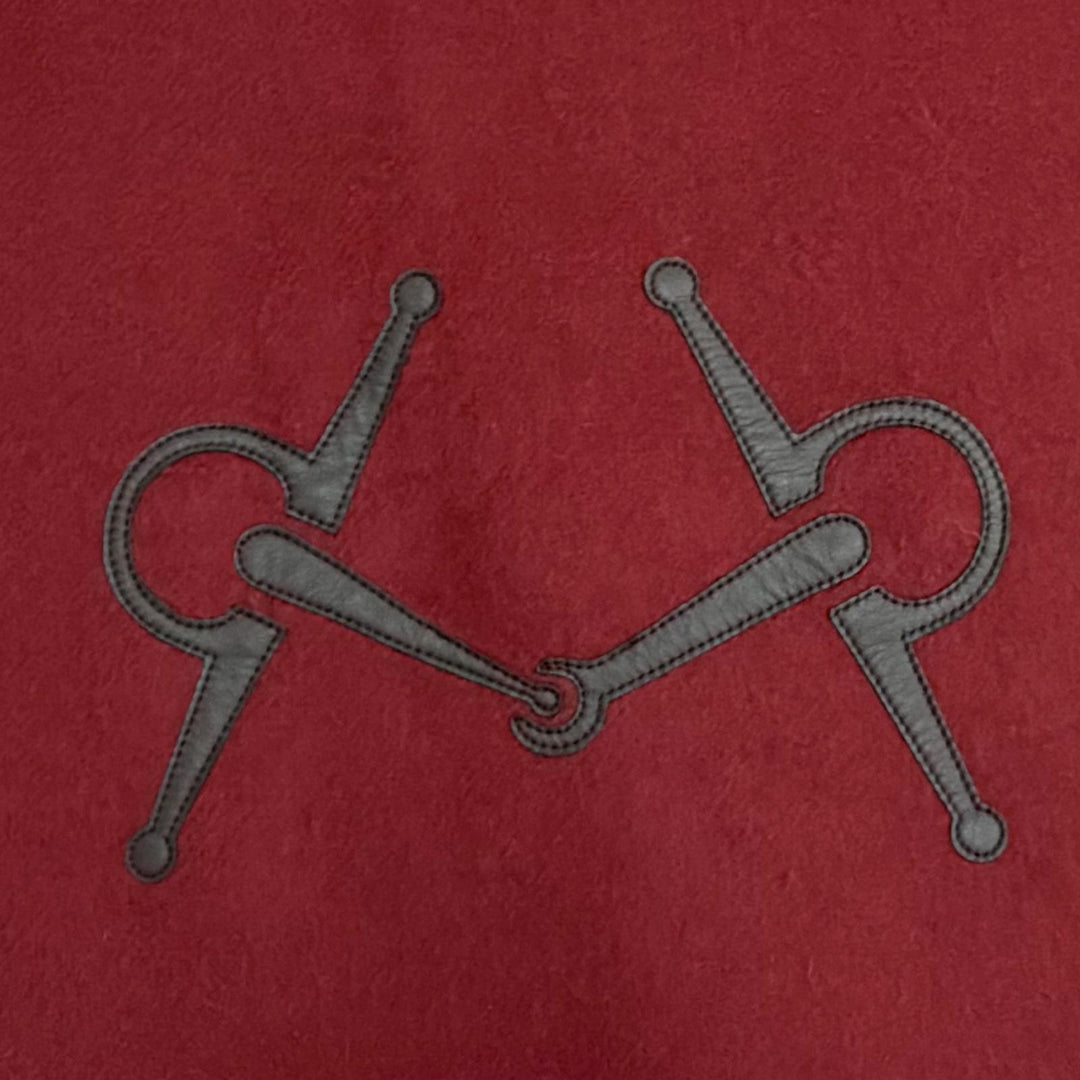 Excellent HERMES Scarf Logo embroidery, horsebit motif leather patch, cashmere