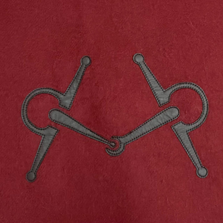 Excellent HERMES Scarf Logo embroidery, horsebit motif leather patch, cashmere