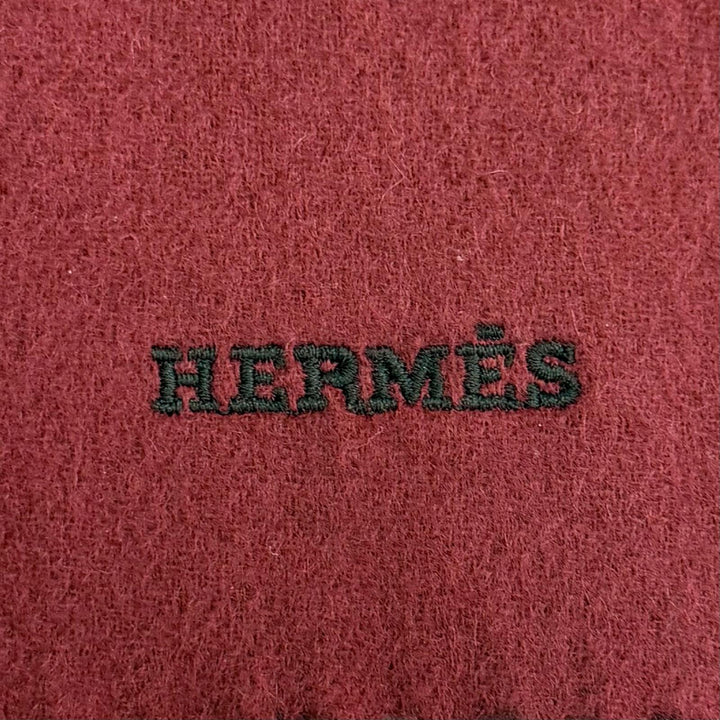 Excellent HERMES Scarf Logo embroidery, horsebit motif leather patch, cashmere