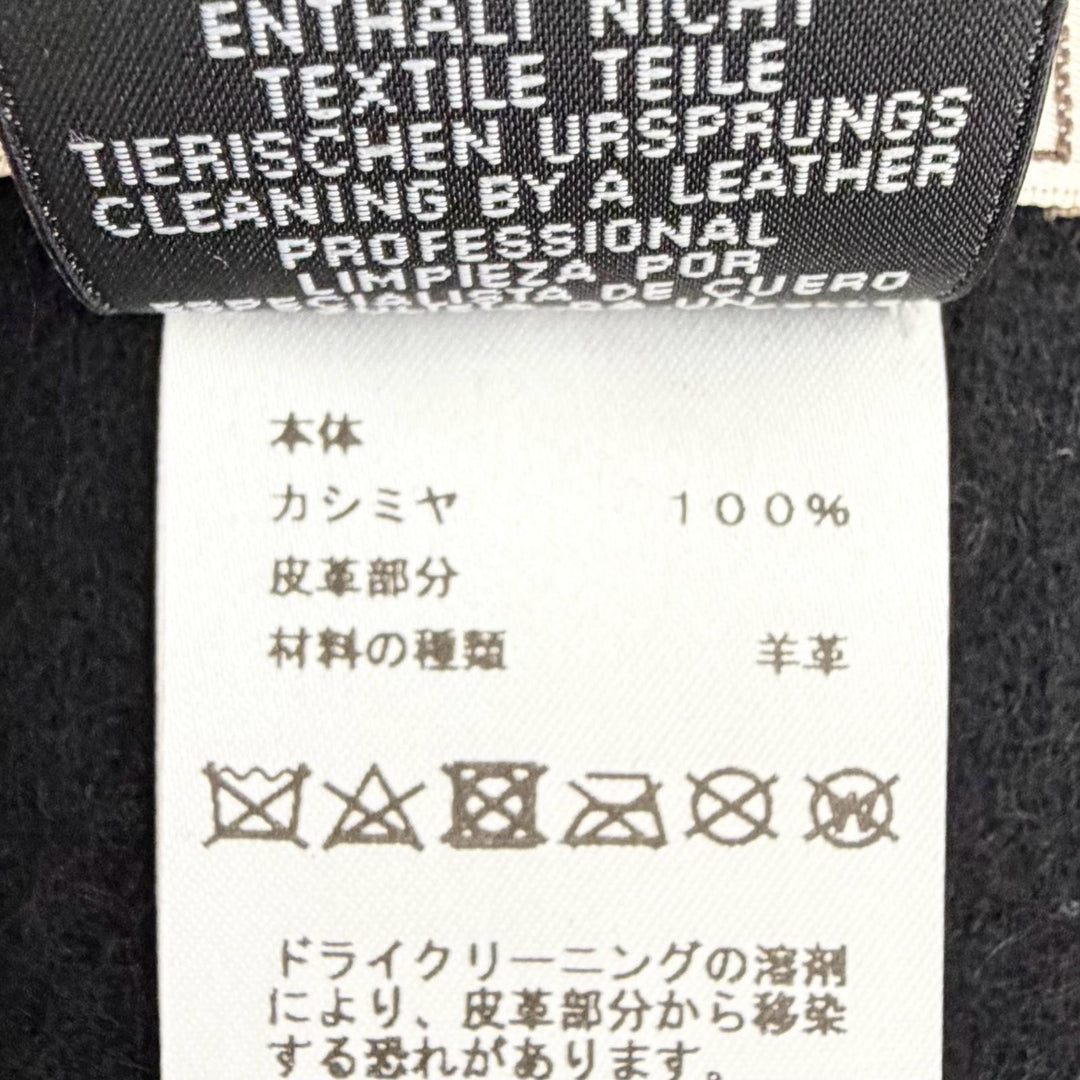 Excellent HERMES Scarf Logo embroidery, horsebit motif leather patch, cashmere