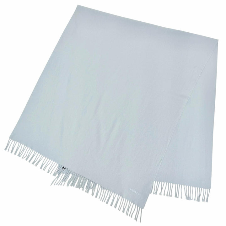 Great HERMES shawl Logo embroidered large shawl stole scarf Light blue cashmere