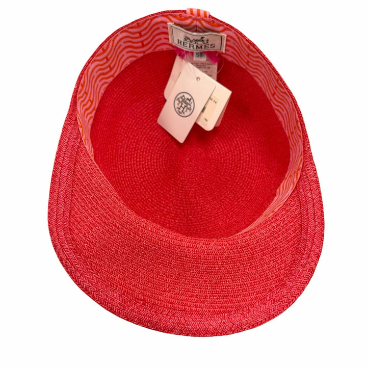 Pristine HERMES hat EMMA Serie Metal Straw Hat paper Women 58
