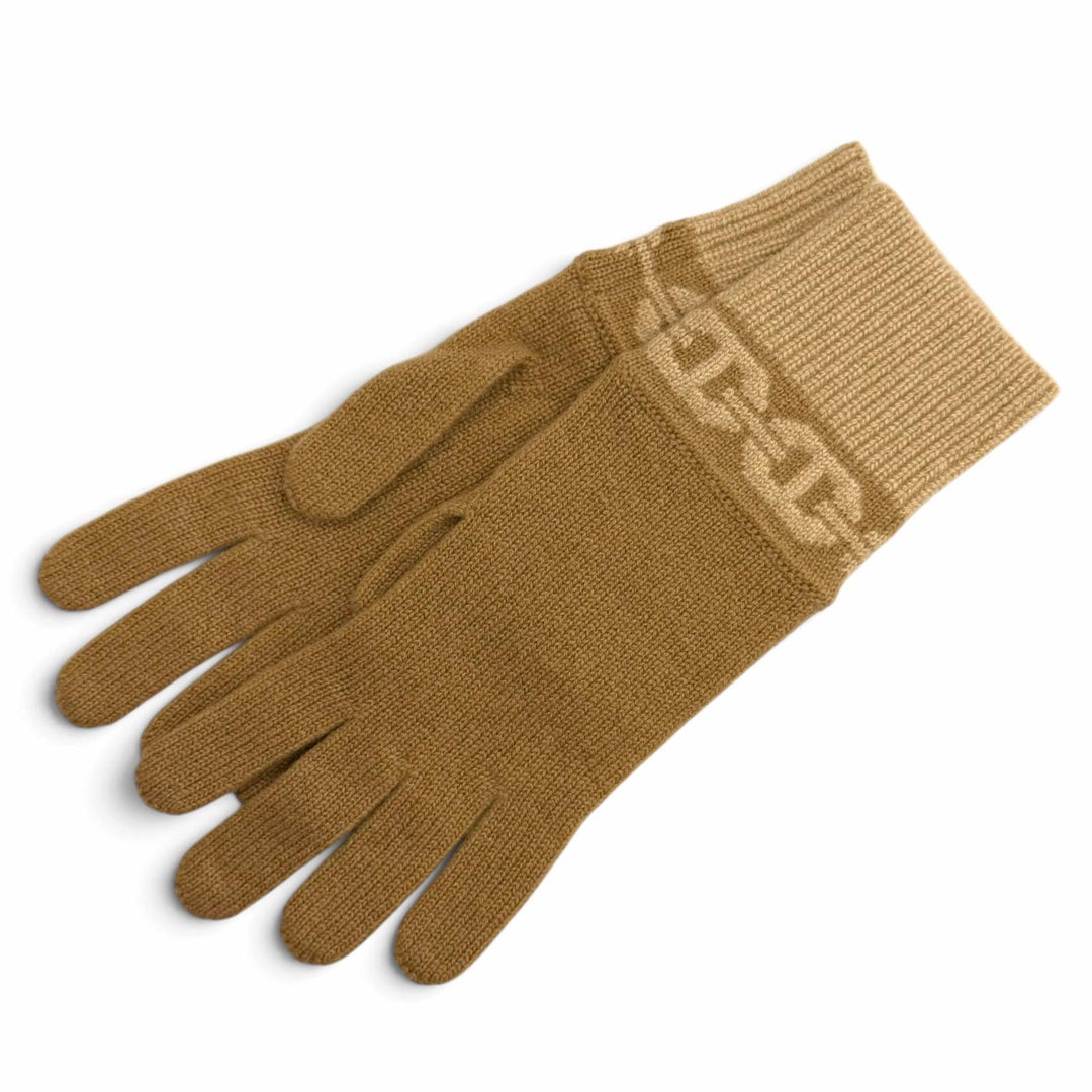 Pristine HERMES gloves Heaven Chaine d'Ancre motif knit gloves Brown cashmere S