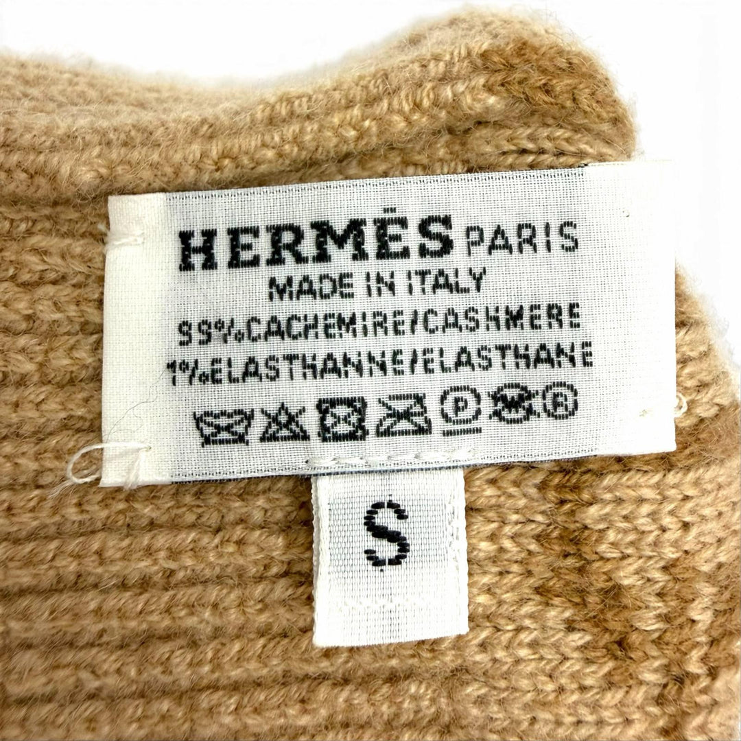 Pristine HERMES gloves Heaven Chaine d'Ancre motif knit gloves Brown cashmere S