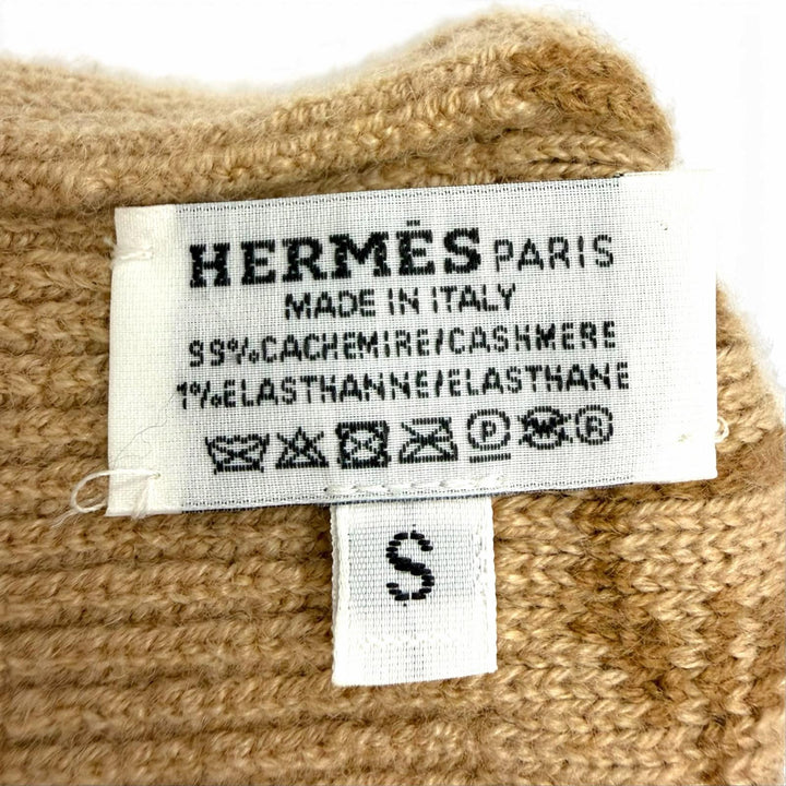 Pristine HERMES gloves Heaven Chaine d'Ancre motif knit gloves Brown cashmere S