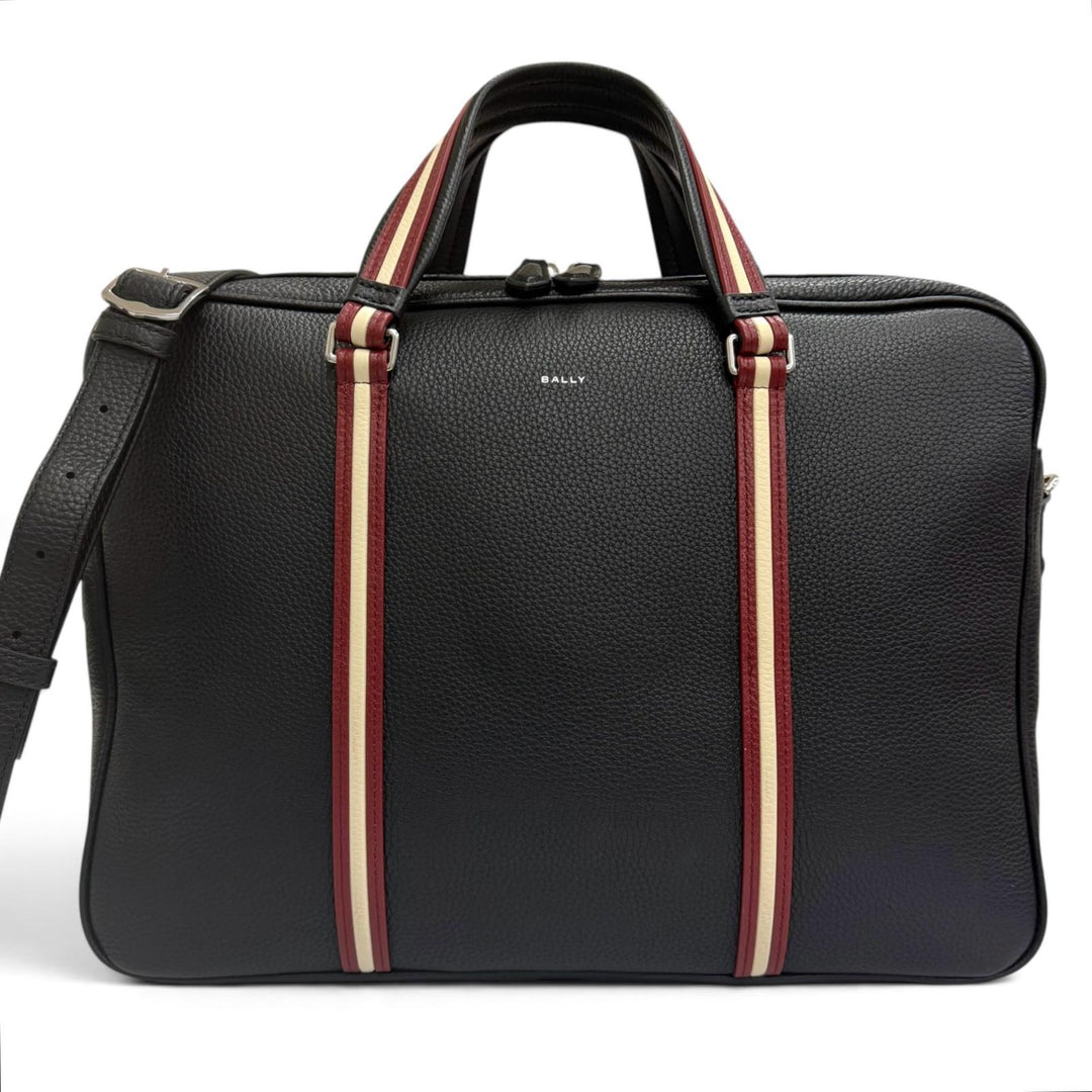 Excellent BALLY Briefcase Trainspotting 2WAY Shoulder Bag black leather mens